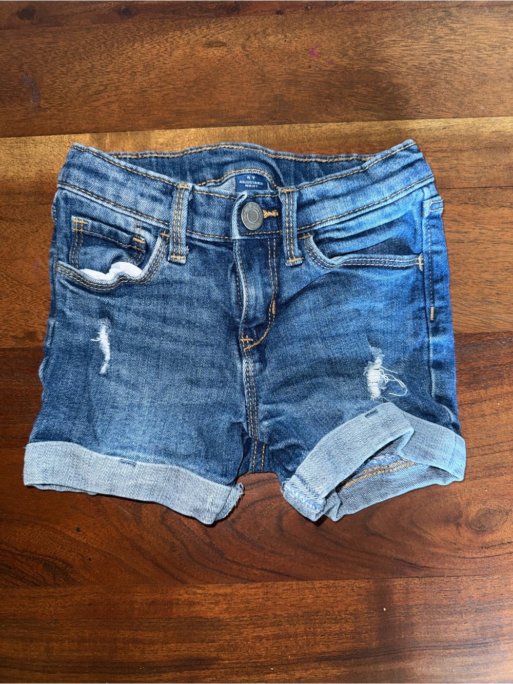Old Navy Dark Blue Denim Roll-Cuff Kids Shorts